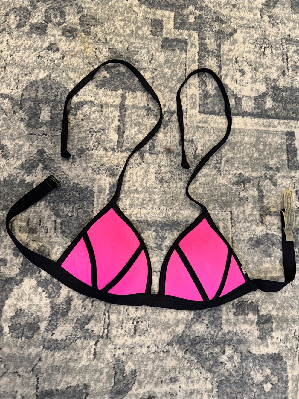 PINK Victoria's Secret Neon Pink Triangle Bra with Black Trim
